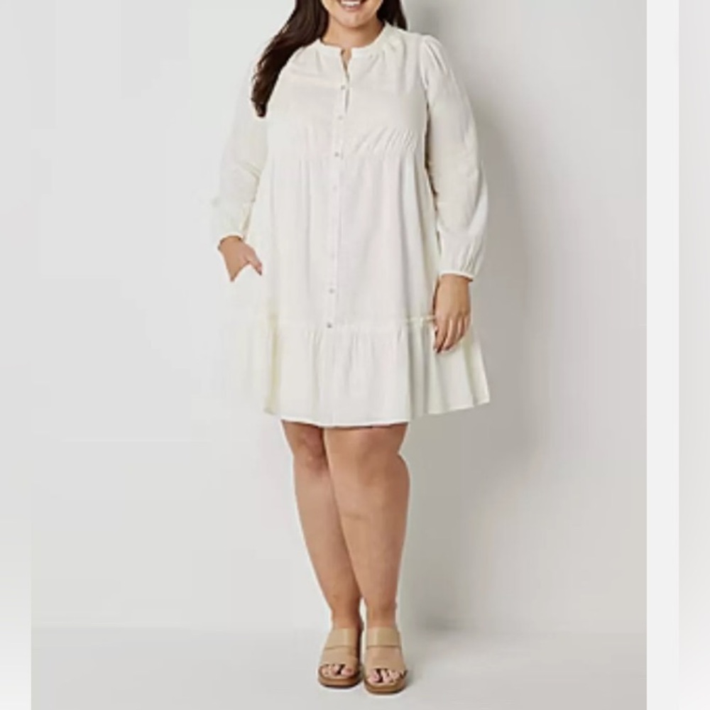 Frye & Co |Cream Long Sleeve Sundress with Bishop Sleeves| Large